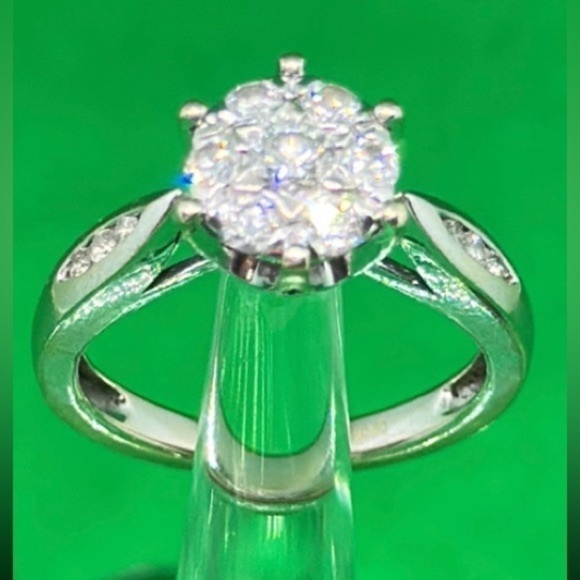 18k white real solid gold ring diamonds‎ 0.50 carets - Picture 1 of 8